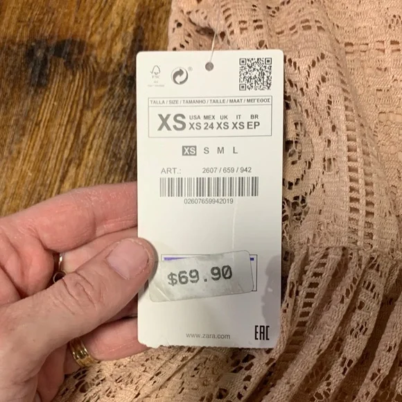 Zara Blush Pink Lace Midi Dress - Picture 3 of 4